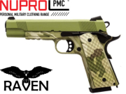 Réplique Airsoft Nuprol Raven 1911 MEU Rail Hydro camo olive drab gaz GBB