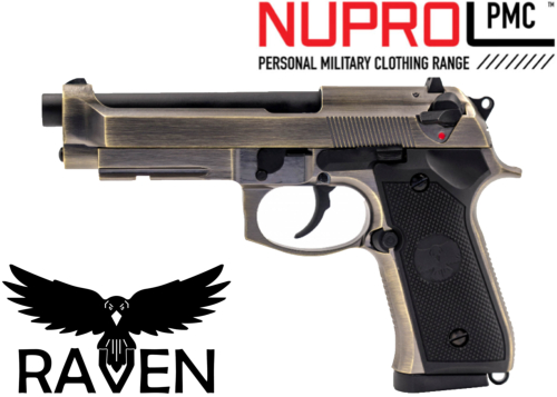 Réplique Airsoft Nuprol Raven R92F gaz GBB Aluminium Brossé 1J 