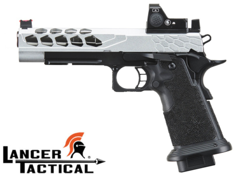 Réplique Airsoft Lancer Tactical GBB Stryk Hi-Capa 5.1 Silver avec RMR